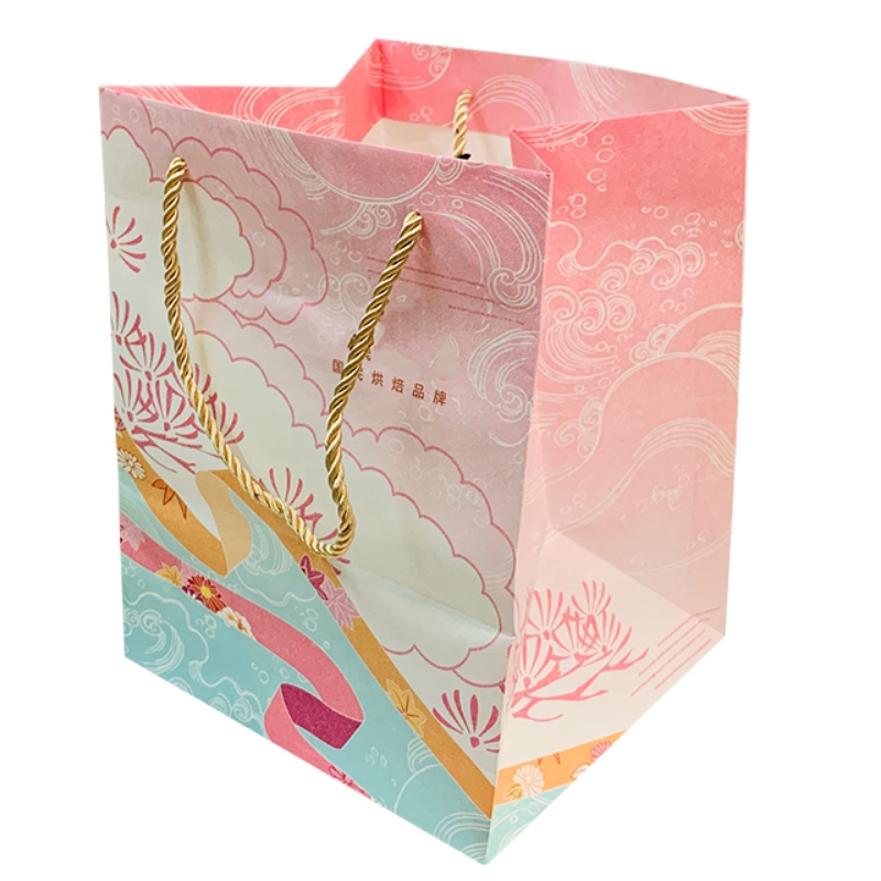 Sacos de presentes cor-de-rosa com mangas douradas Sacos de Papel