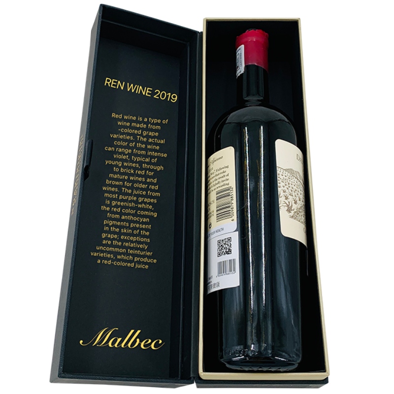 Caixa de embalagem de vinho personalizada de luxo com EVA preto dentro